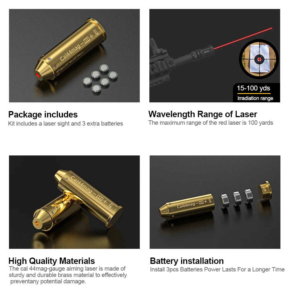 44MAG Optics Cartridge Red Dot Laser Bore Brass  For Pistol Rifle Scope Hunting Accessories