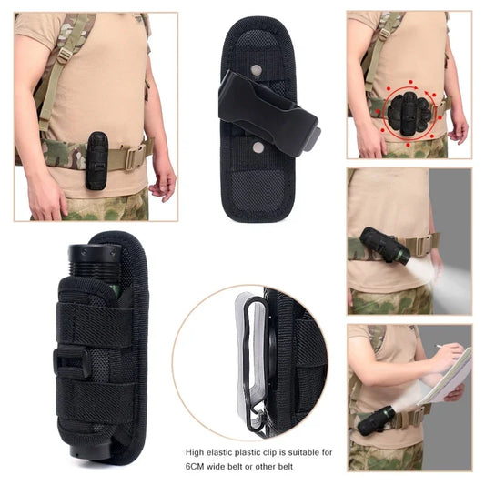 Tactical Flashlight Pouch Belt Torch Bag Durable Hunting Lighting Accessory