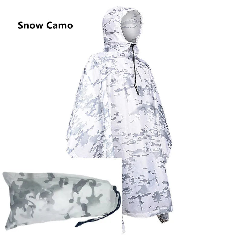 Multifunctional Raincoat Waterproof Poncho Camouflage Cover For Camping Hunting Clothes