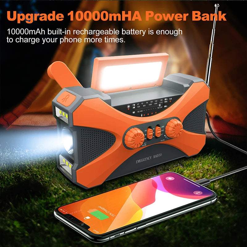 Emergency Radio Solar Hand Crank LED Flashlight/Reading Light/SOS Alarm Survival Tool