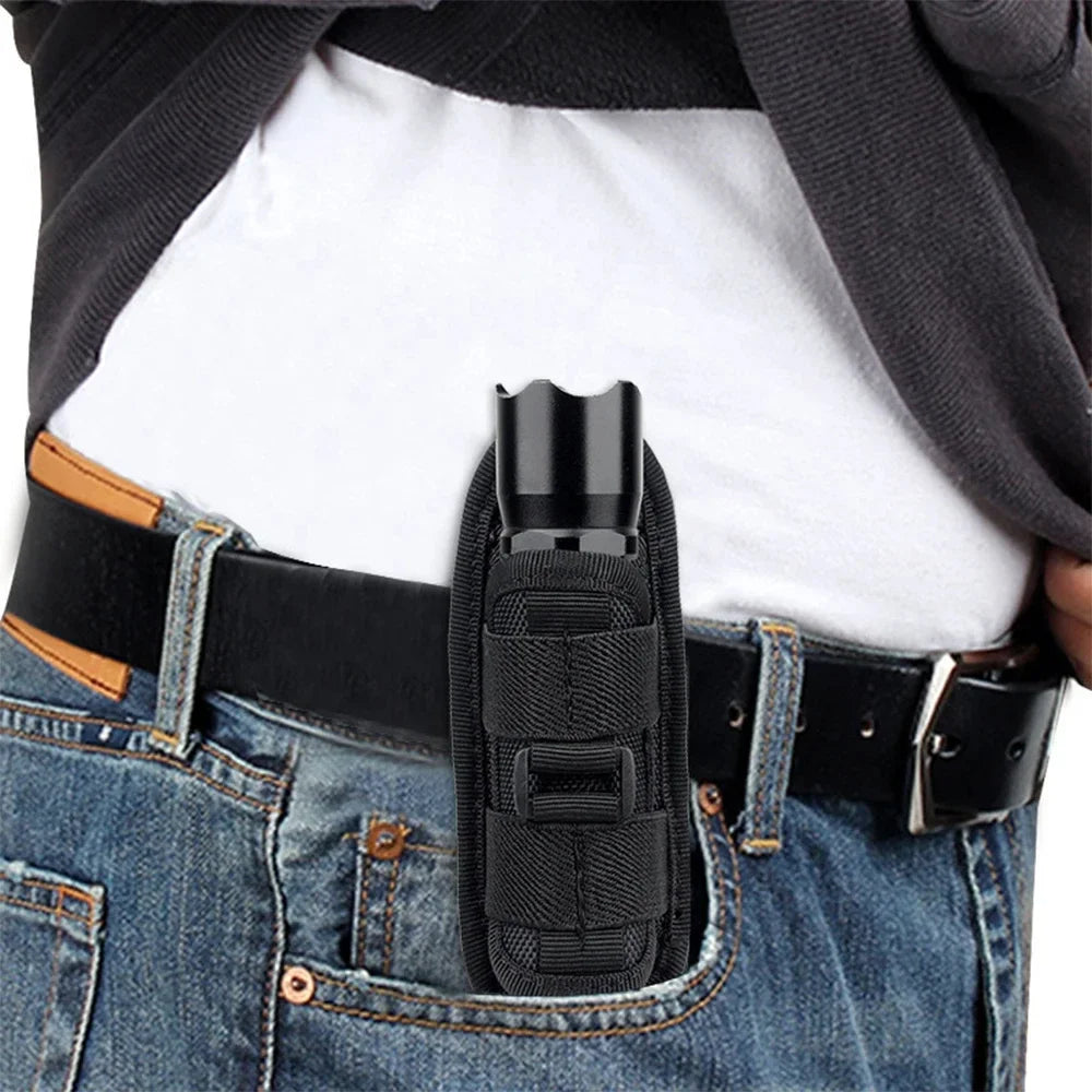 Tactical Flashlight Pouch Belt Torch Bag Durable Hunting Lighting Accessory