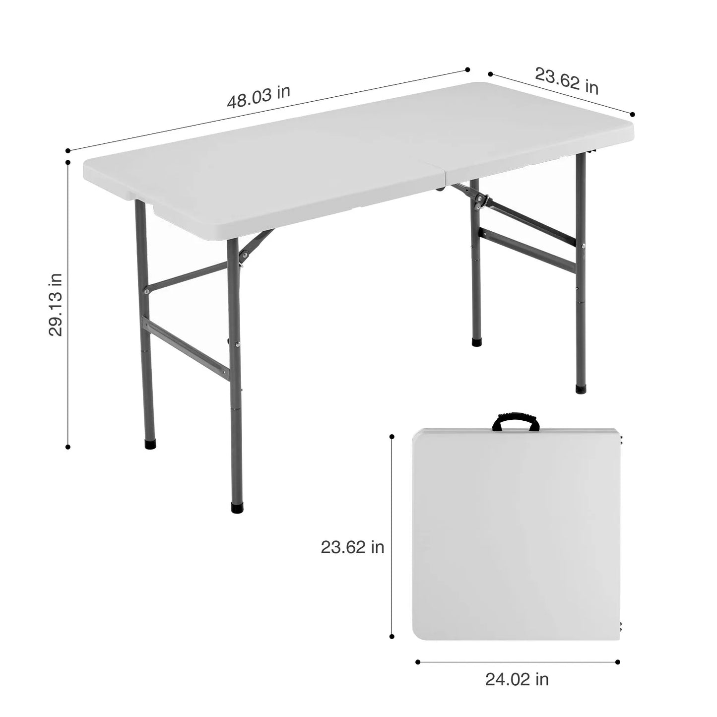 JHK-Outdoor Portable Folding Table, Heavy Duty Foldable Table with Carrying Handle, Safety Lock for Camping, Picnic, Dining
