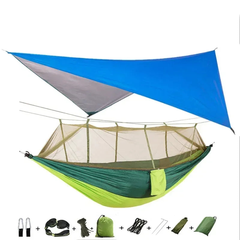 Camping Hammock with Mosquito Net&Rainfly Tent Tarp & Tree Straps