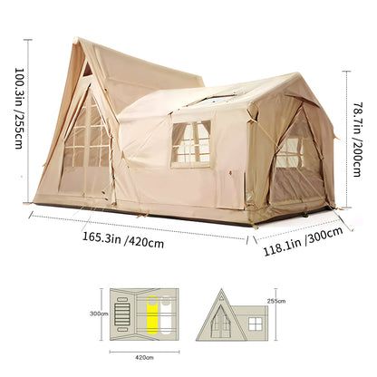 Large Inflatable Tent for 8-10 Person - 135 SQFT Inflatable Cabin Tents for Camping Instant Setup Blow up Tent 4 Season Waterpro