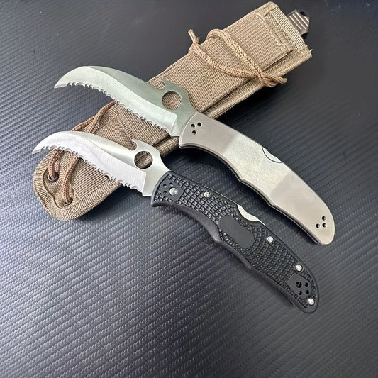 Tactical Folding Stainless Steel Handle Spear Point Flat Edge