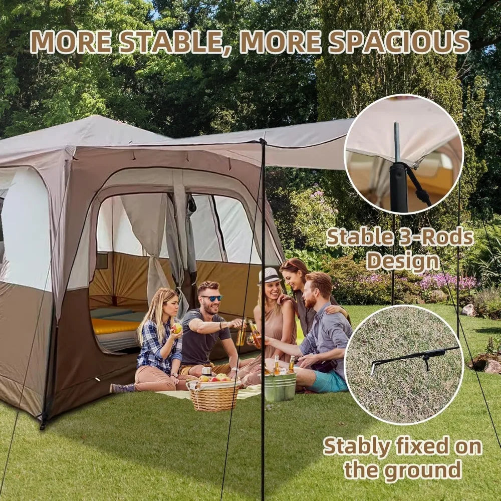 8 Person Instant Cabin Tents, Large  Family Tent Include Pre Installed Pole for Easy Installation,