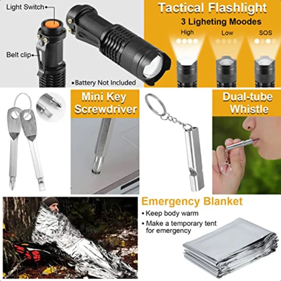 Survival Kit  Emergency Survival Gear and Equipment 19 in 1 Fishing Hunting