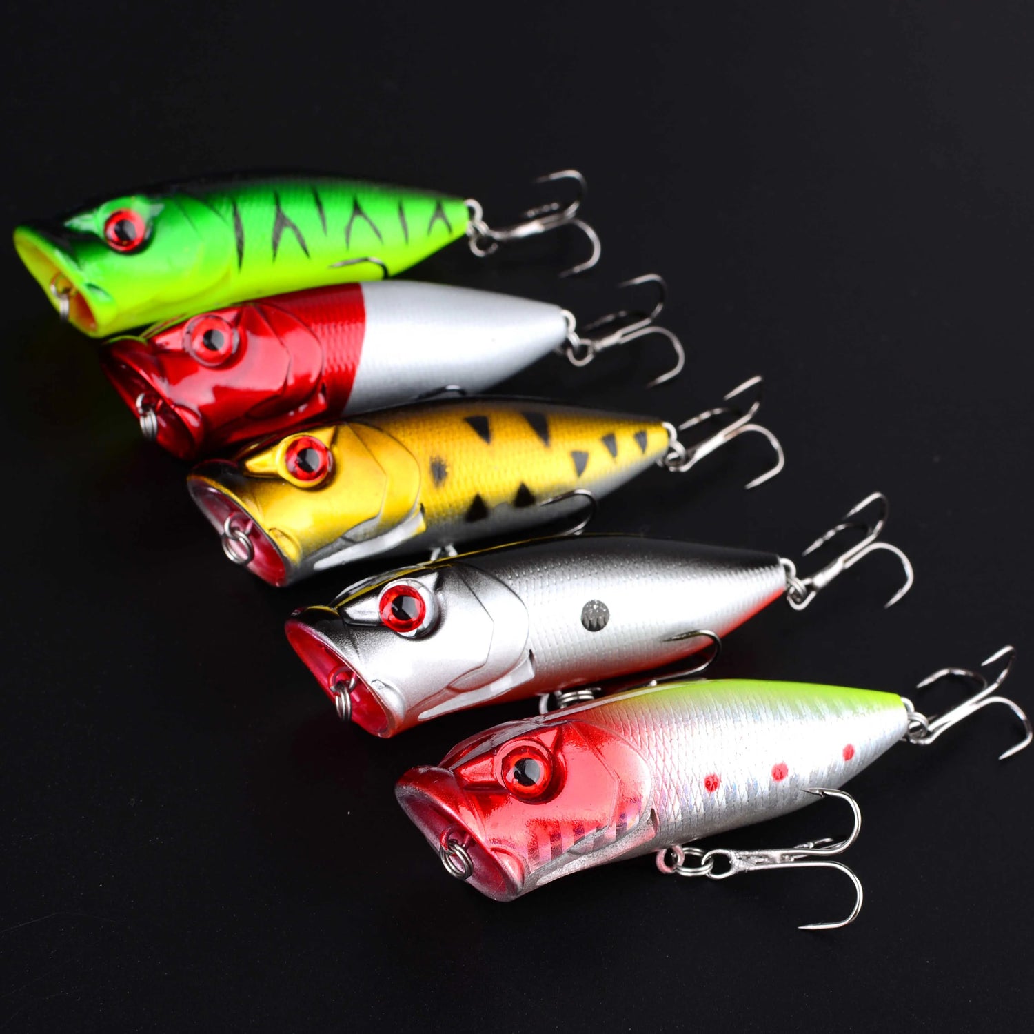 5PCS Fishing Lure Popper Floating Hard Bait Artificial Chatterbait Fishing Lure Perch Pesca Fishing Hook