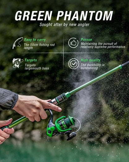 Fishing Rod and Reel Combo, Telescoping Fishing Pole Travel Kit with Carrier Bag for Freshwater