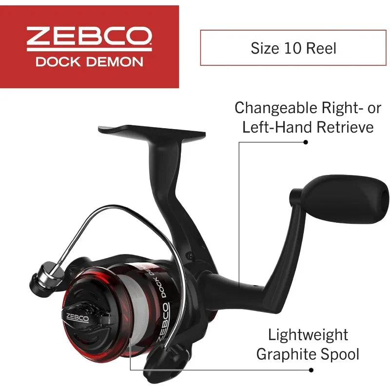 Zebco Dock Demon Spinning Reel or Spincast Reel and Fishing Rod Combo, 30-Inch Durable Fiberglass Rod, QuickSet Anti-Reverse Fis