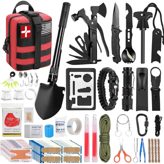 Survival kit and first aid kit, 142 pieces of professional survival equipment