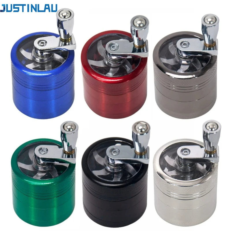 JUSTINLAU 4-layer Tobacco Grinder 40mm Manual Metal Zinc Alloy Herb Mill Spice Crusher Smoke Grinder Crusher Hand Crank Miller