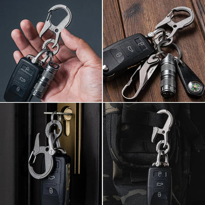 Titanium alloy Carabiner Keychain Clip,EDC Key Carabiner, Mens Quick Release Key Ring Holder with Bottle Opener, Key Chain Hook