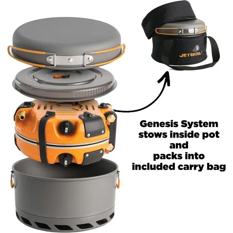 Backpacking and Camping Stove Cooking System with Camping Cookware