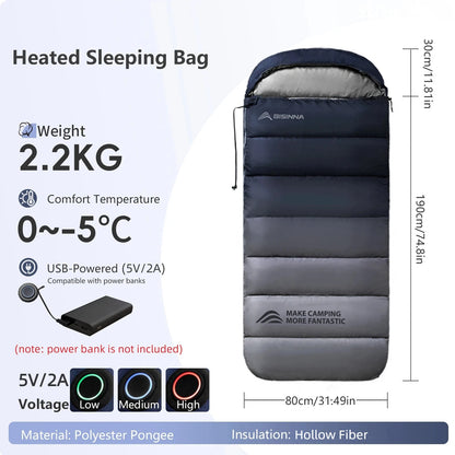 BISINNA Heating Sleeping Bag for Adults Cold Weather Lightweight Portable Warm Winter Camping Bags for Outdoor Hiking Supplies