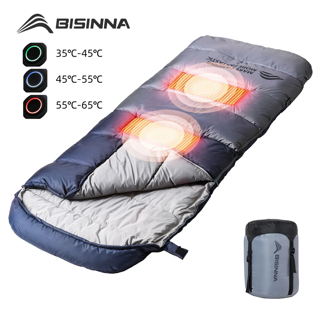 BISINNA Heating Sleeping Bag for Adults Cold Weather Lightweight Portable Warm Winter Camping Bags for Outdoor Hiking Supplies