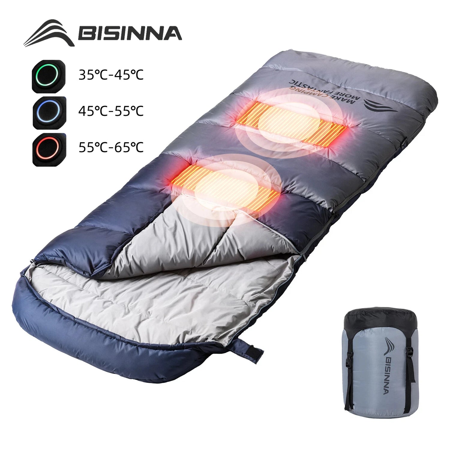 BISINNA Heating Sleeping Bag for Adults Cold Weather Lightweight Portable Warm Winter Camping Bags for Outdoor Hiking Supplies