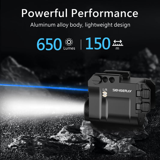Tactical Pistol Light Rechargeable Blue Laser LED Weapon Light Fit Glock 17 19 20mm