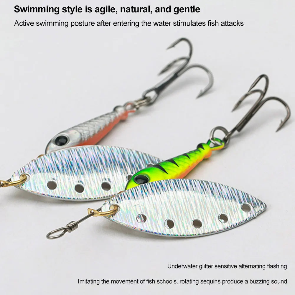 5Pcs Metal Spinner Spoon Fishing Lure Rotating Sequins Bait Hard Bait for Carp Bass Pesca