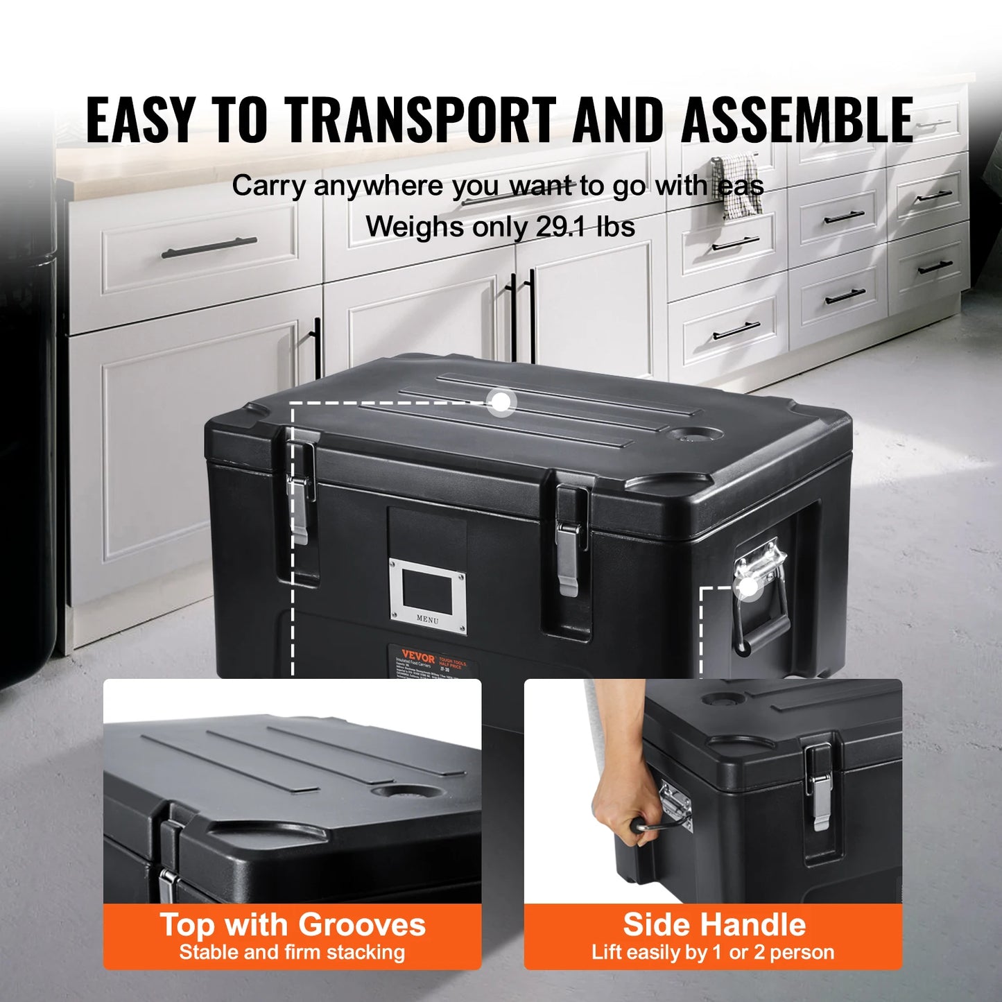 Hot Box with 3 Stainless Steel Pans Top Load Food Warmer