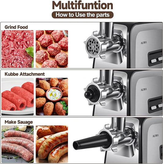 Meat Grinder, Sausage Stuffer, [2800W Max] Electric Meat Mincer