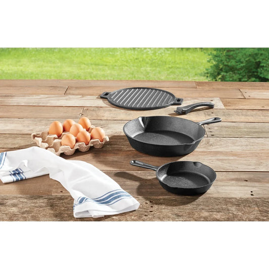 4 Piece Pre-Seasoned Cast Iron Skillet Set
