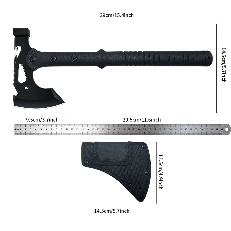 Outdoor camping axe, survival travel hand axe, multifunctional