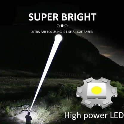 Powerful LED Flashlight With Zoom And Digital Display