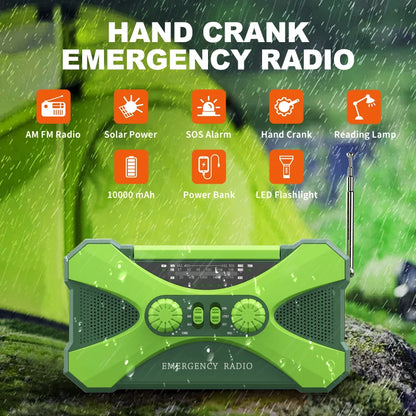Emergency Radio Solar Hand Crank LED Flashlight/Reading Light/SOS Alarm Survival Tool