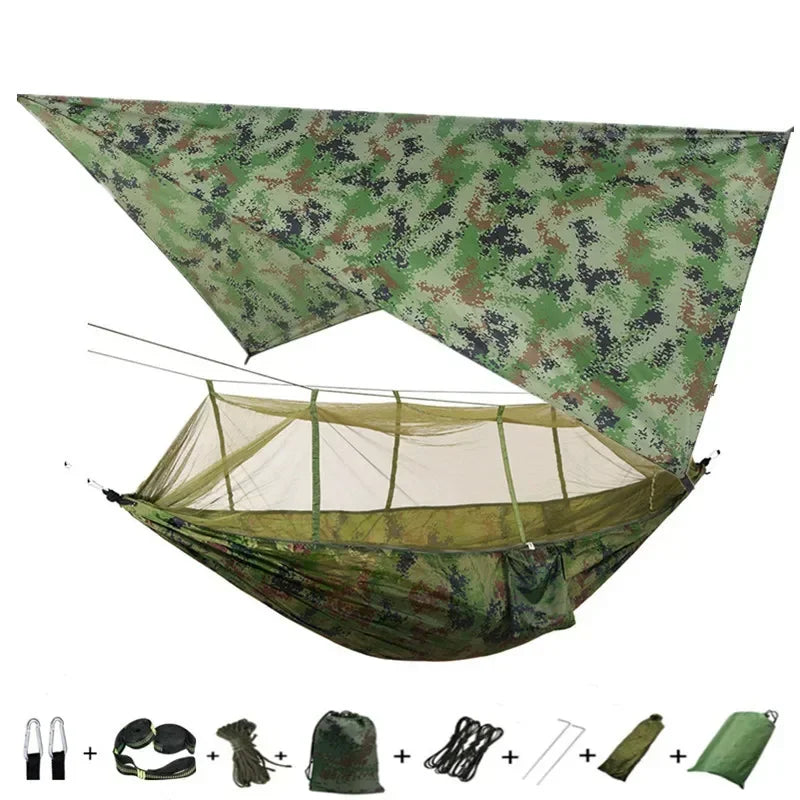 Camping Hammock with Mosquito Net&Rainfly Tent Tarp & Tree Straps