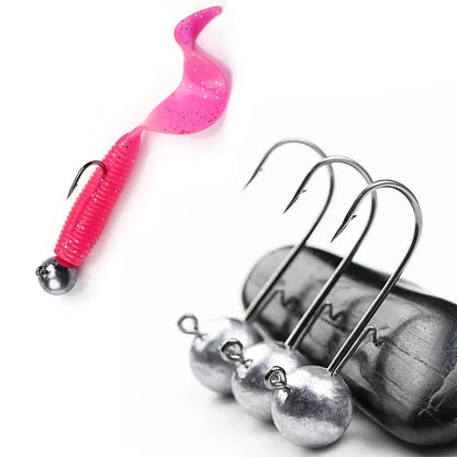 50Pcs Round Ball Jig Heads Carp Fishing Hook Accessories Ned Rig Jig Head Crappie Bass Trout Lure Fishing Equipment Articles