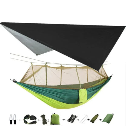 Camping Hammock with Mosquito Net&Rainfly Tent Tarp & Tree Straps