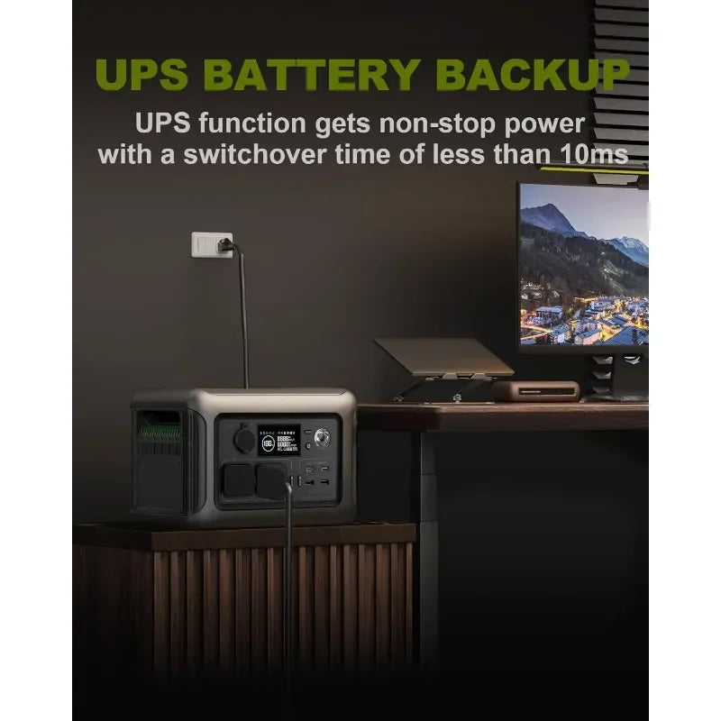Portable Power Station, 2  400W Max Input, MPPT Solar