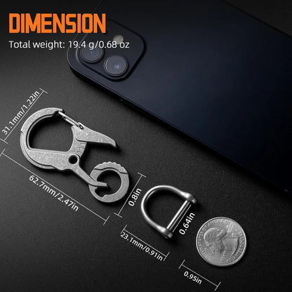 Titanium alloy Carabiner Keychain Clip,EDC Key Carabiner, Mens Quick Release Key Ring Holder with Bottle Opener, Key Chain Hook