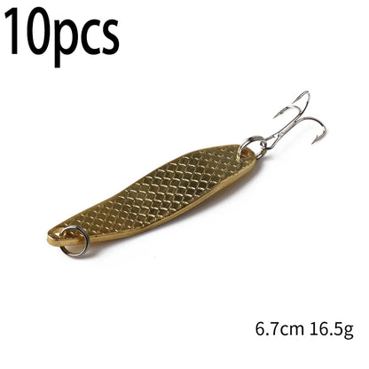 Hengjia 1pcs Metal Bait Spoon Lure with Treble Hook Gold /Silver River Fishing Lure for Bass Pike Perch