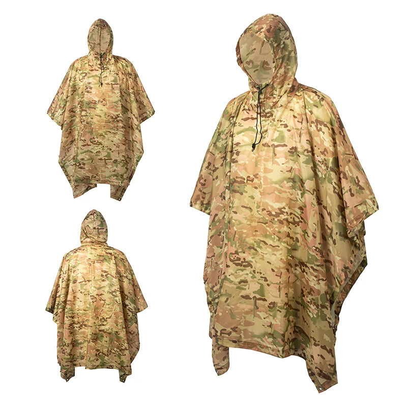 Multifunctional Raincoat Waterproof Poncho Camouflage Cover For Camping Hunting Clothes