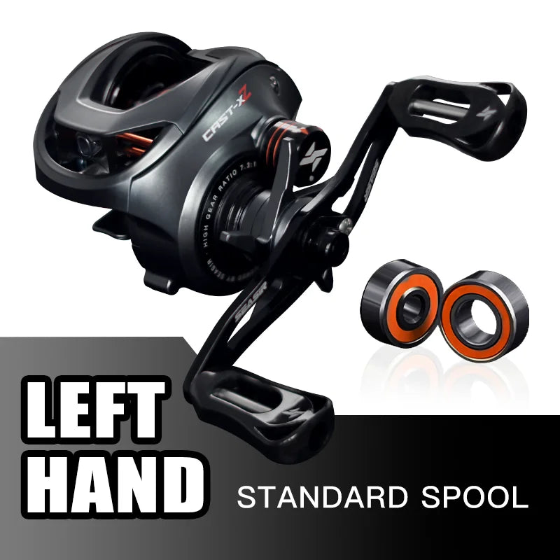 Baitcasting Reel 7.3:1 Hybrid Ceramic Bearing Carbon Fiber Washer Dual Bearing System N52 Brake Fishing Reels