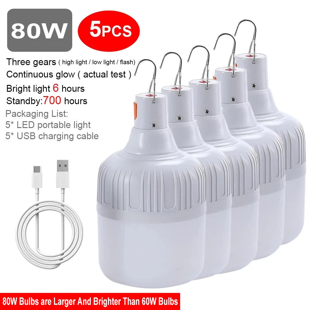 USB Rechargeable LED Emergency Lights 80W Outdoor Camping Portable Lantern