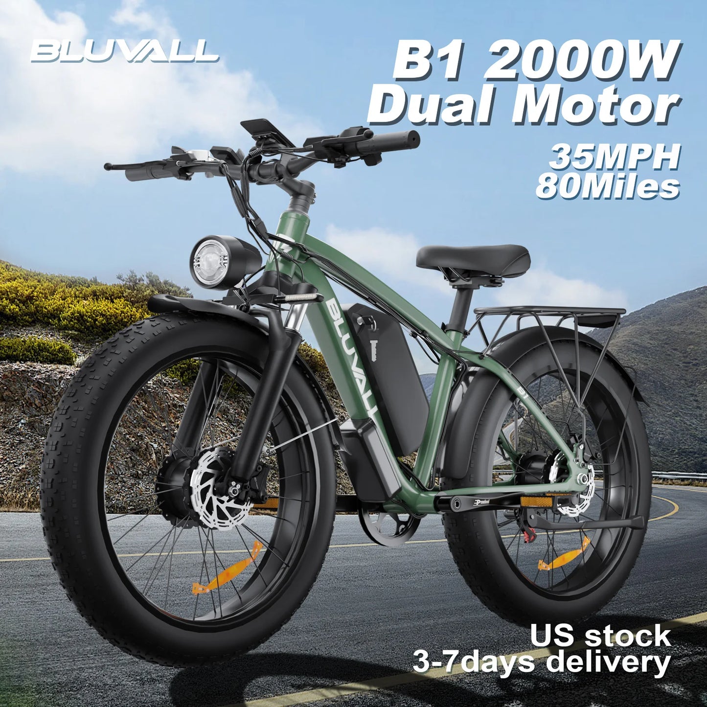 ZEEGR F1 48V 2000W Full Suspension E-Bike CE Certified 26 Inch Fat Tires Hidden Dual Battery Snow Beach Ebike