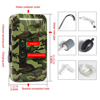 Water Oxygen Pump Portable Fishing Oxygen Water Pump Intelligent Sensor Energy Saving LED Light