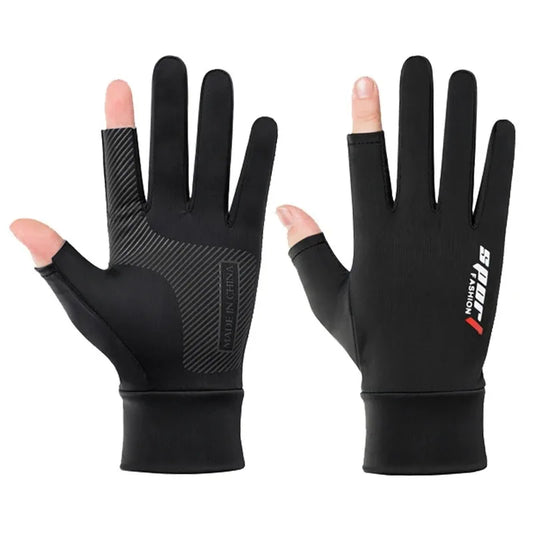 Fishing Gloves Breathable Two Fingers Elastic Summer Ice Silk Sunscreen Anti-slip Apparel