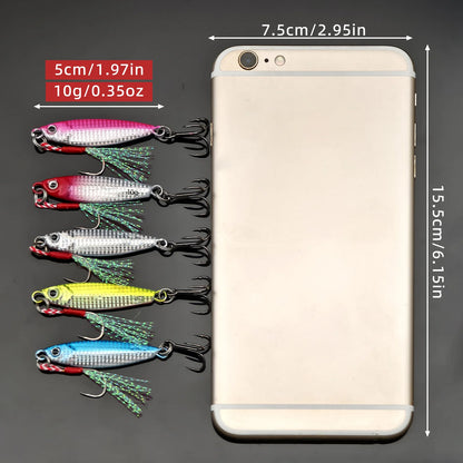 ANFS 5pcs 10gMetal Jig Fishing Lures Set - Artificial Bass Baits,Trout Jigging Lure for Freshwater Saltwater Fishing