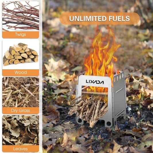 Portable Stainless Steel Lightweight Folding Wood Stove Pocket Stove