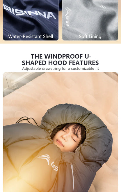 BISINNA Heating Sleeping Bag for Adults Cold Weather Lightweight Portable Warm Winter Camping Bags for Outdoor Hiking Supplies