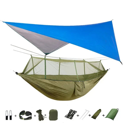 Camping Hammock with Mosquito Net&Rainfly Tent Tarp & Tree Straps