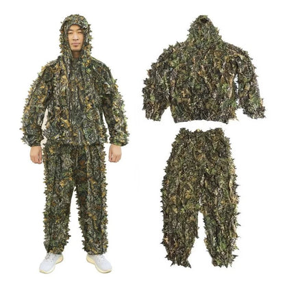 Men Women Kids Outdoor Ghillie Suit Camouflage Clothes Jungle Suit CS Training Leaves Clothing Hunting Suit Pants Hooded Jacket