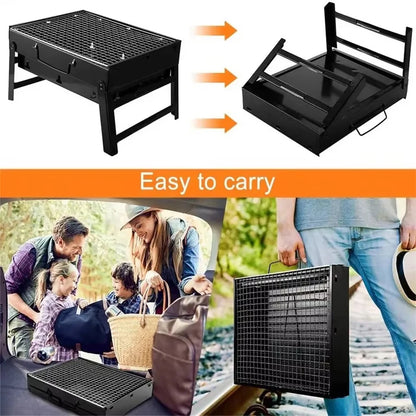 Stainless Steel Folding BBQ Charcoal Grill Mini BBQ Tool Grill Tabletop Barbecue Grill for Outdoor Cooking Camping Picnics