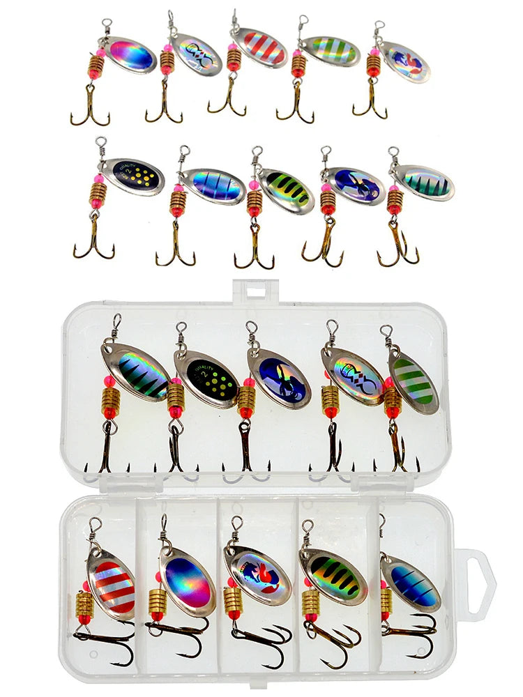 10pcs/Set Metal Spoon Spinner Fishing Lure Spoonbait Crankbaits Wobblers Bait For Bass Pike Crochet Freshwater Fishing