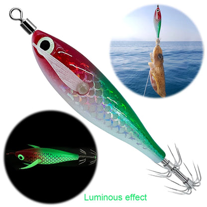 Luminous Squid Hook Cuttlefish Attracting Lure Double Hook Glow In The Dark Squid Bait Fake Octopus Bait for Octopus Squid