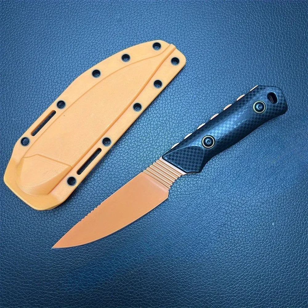 Fixed Blade Knife D2 Blade Stonewashed Camping Equipment Straight Knife with  Sheath
